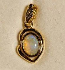 Solid Opal Oval Pendant in Gold Plated Sterling Silver · Style 211