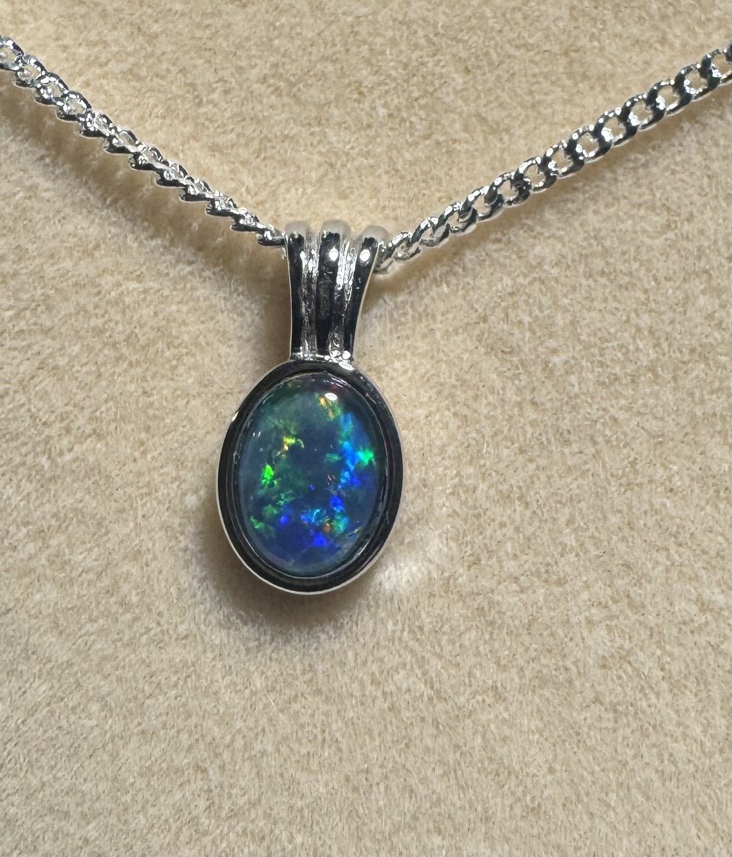 Triplet Opal Oval Pendant in Sterling Silver · Style 147