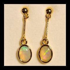 Solid Opal Drop Earrings in Gold Plated Sterling Silver · Style 616