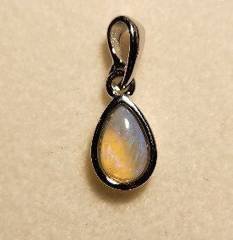 Solid Opal Pear Shape Pendant in Sterling Silver · Style 039