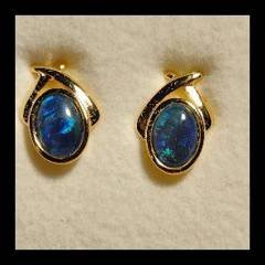 Triplet Opal Oval Stud Earrings · Style 708