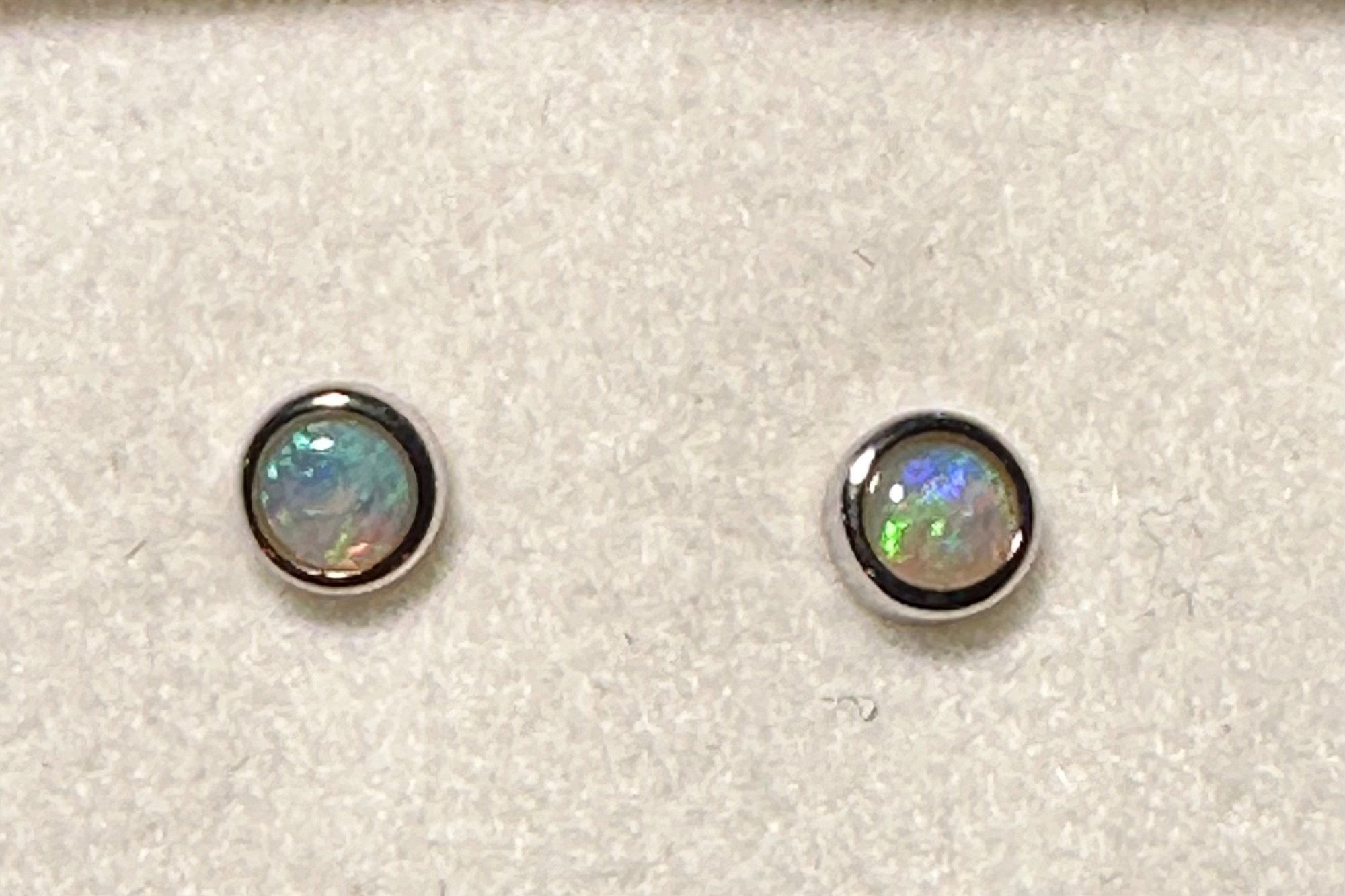 Solid Opal Round Stud Earrings in Sterling Silver · Style 437