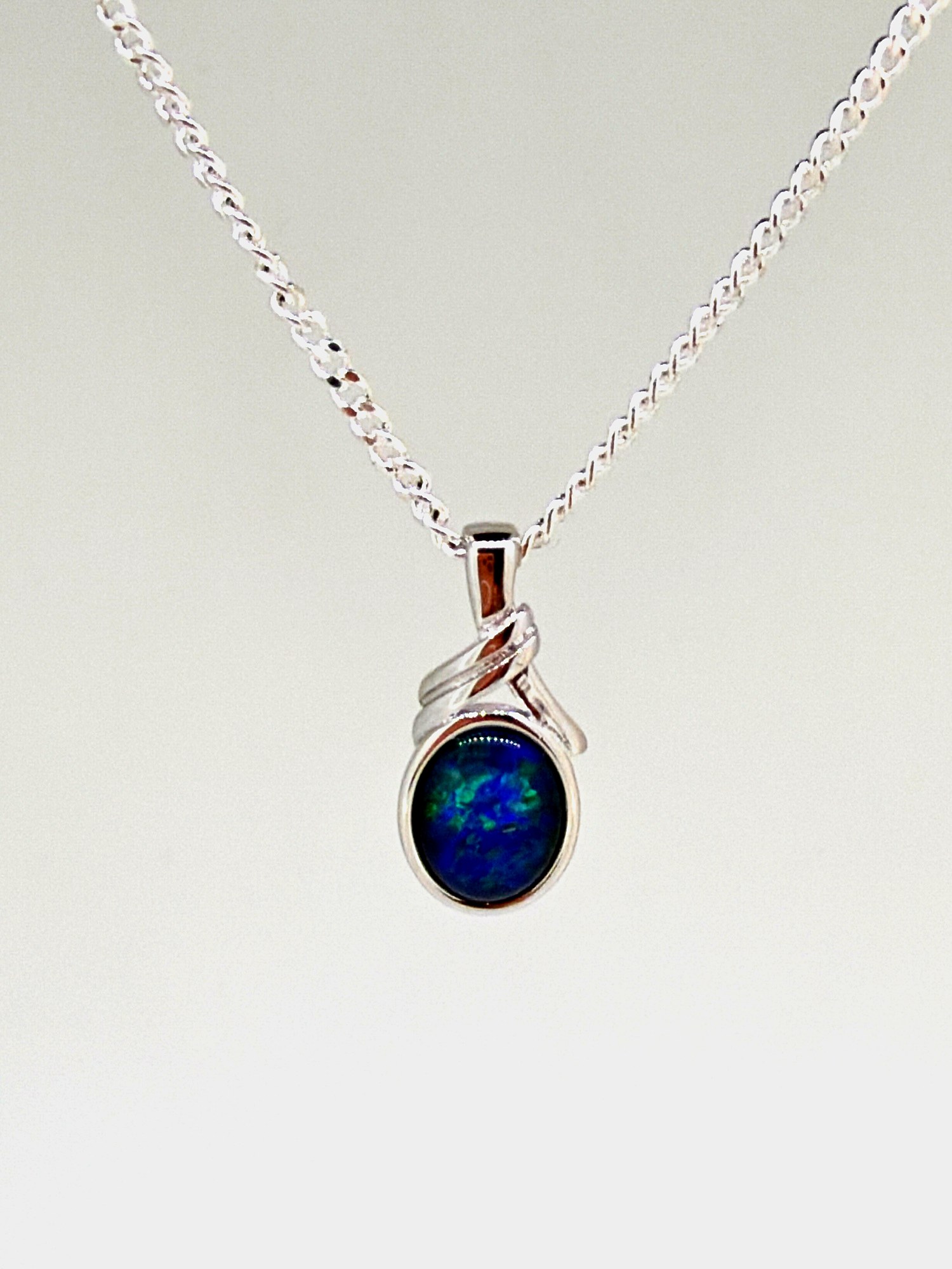 Triplet Opal Oval Pendant in Sterling Silver · Style 123