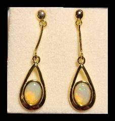Solid Opal Drop Earrings in Gold Plated Sterling Silver · Style 620