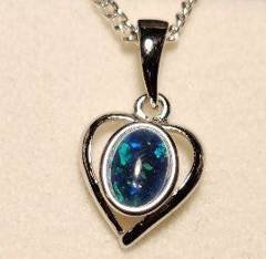 Triplet Opal Heart Pendant in Sterling Silver · Style 110