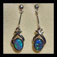 Triplet Opal Drop Earrings in Sterling Silver · Style 524