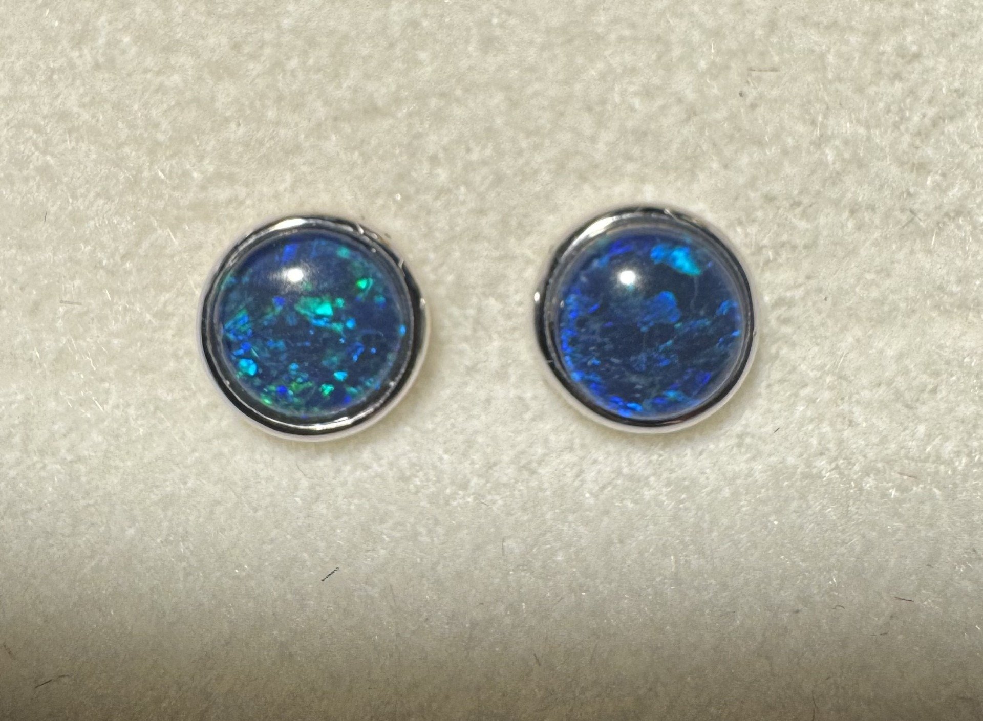 Triplet Opal Round Stud Earrings in Sterling Silver · Style 509