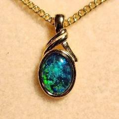 Triplet Opal Oval Pendant in Gold Plated Sterling Silver · Style 324