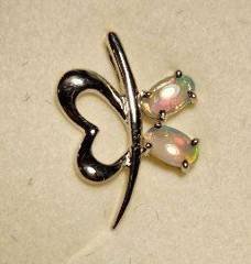 Solid Opal Heart Pendant in Sterling Silver · Style 035