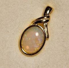 Solid Opal Oval Pendant in Gold Plated Sterling Silver · Style 218