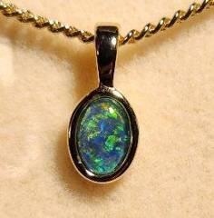 Triplet Opal Oval Pendant in Gold Plated Sterling Silver · Style 303