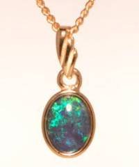 Triplet Opal Oval Pendant in Gold Plated Sterling Silver · Style 329