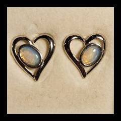 Solid Opal Heart Earrings in Sterling Silver · Style 406