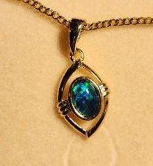Triplet Opal Oval Pendant in Gold Plated Sterling Silver · Style 309