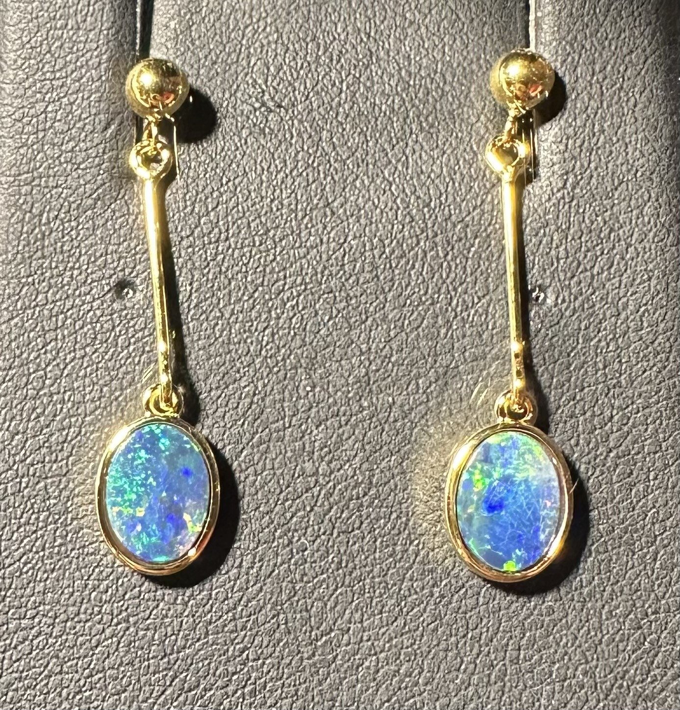 Doublet Opal Drop Earrings in Gold Plated Sterling Silver · Style 907