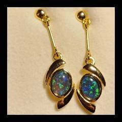 Triplet Opal Drop Earrings in Gold Plated Sterling Silver · Style 714