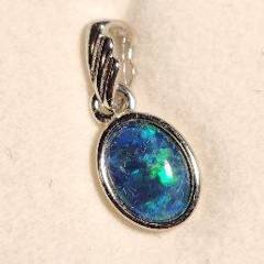 Triplet Opal Oval Pendant in Sterling Silver · Style 124