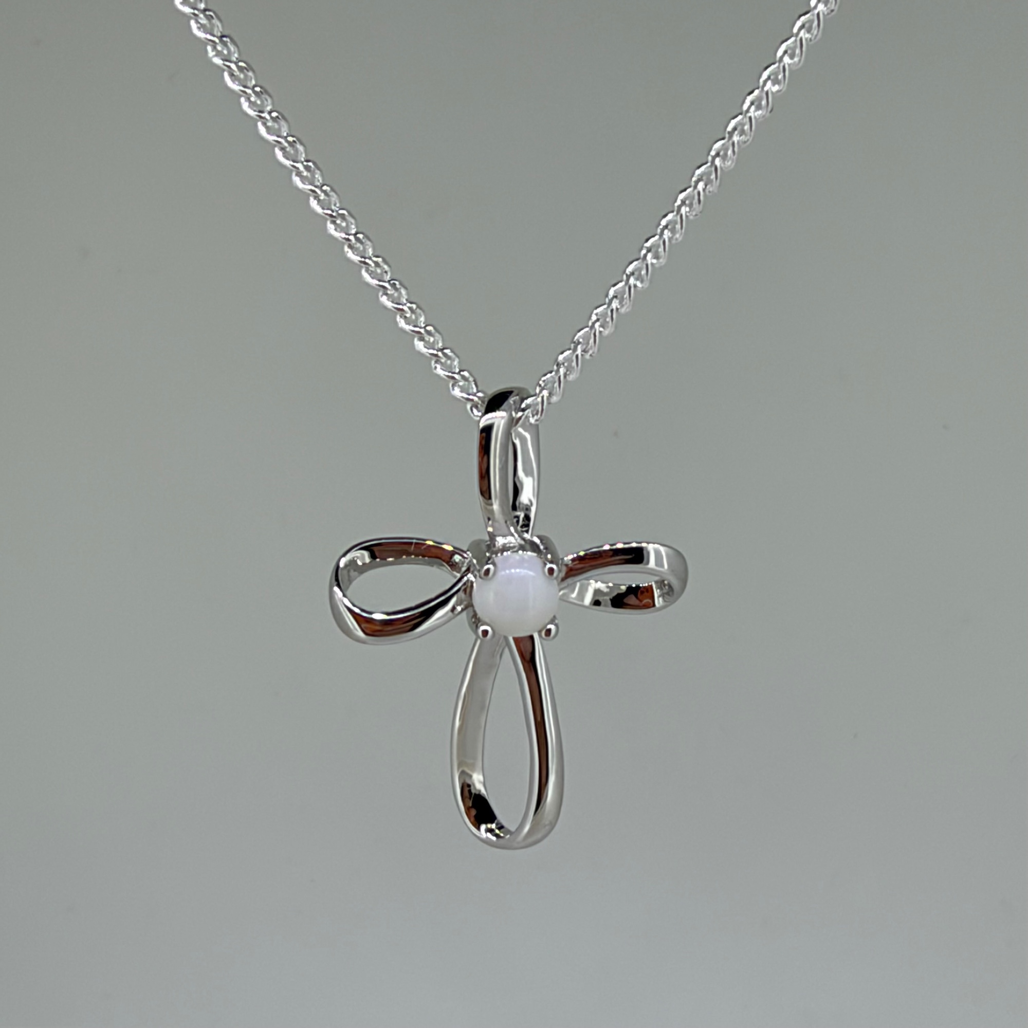 Solid Opal Cross Pendant in Sterling Silver · Style 038