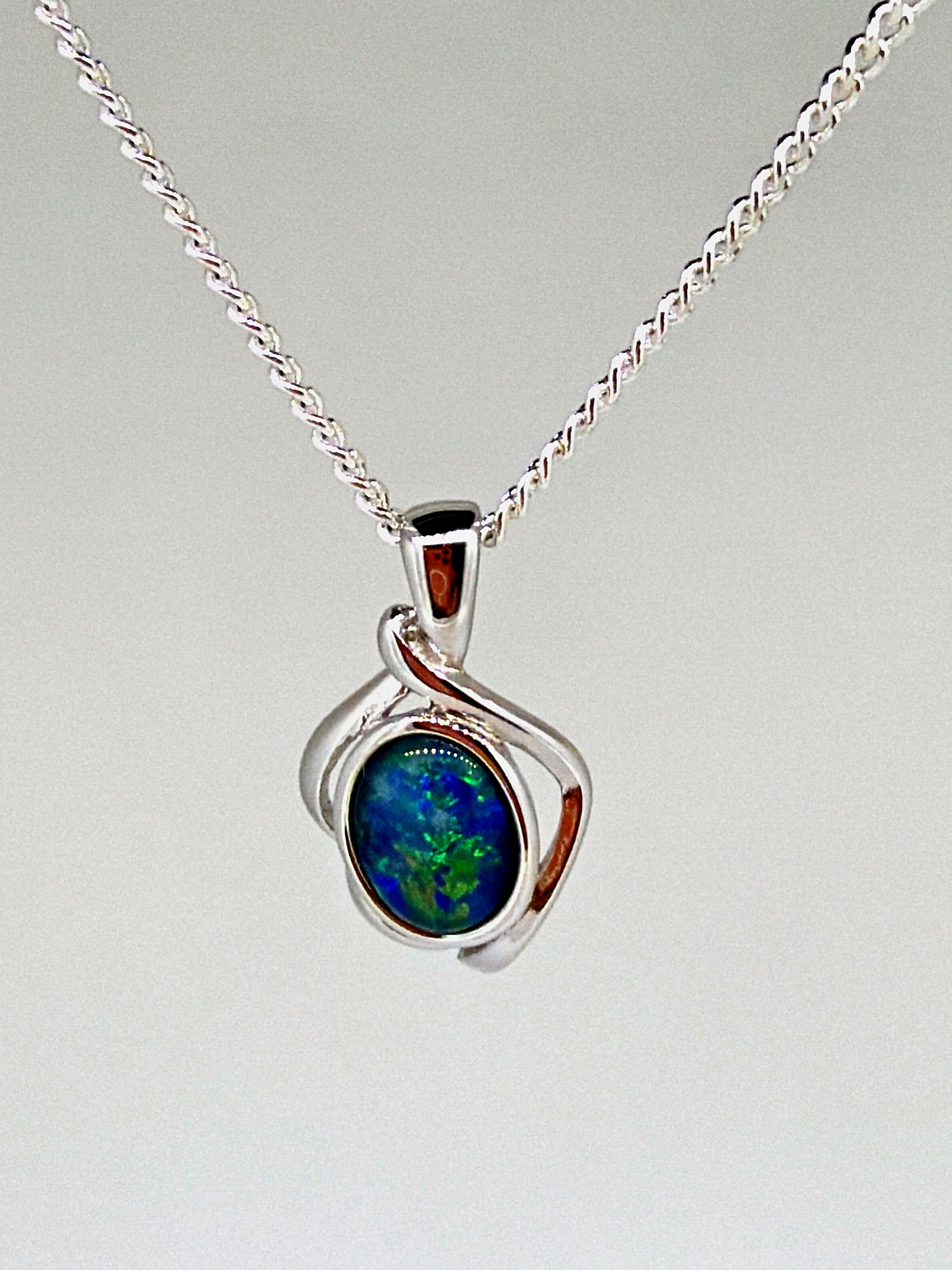 Triplet Opal Oval Pendant in Sterling Silver · Style 125