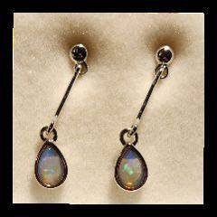 Solid Opal Teardrop Drop Earrings in Sterling Silver · Style 415