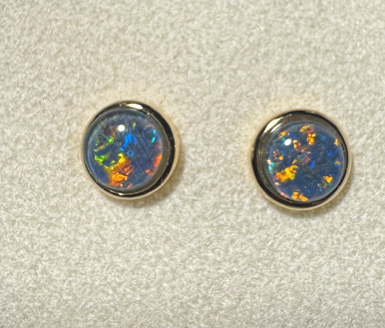 Triplet Opal Stud Earrings in Gold Plated Sterling Silver · Style 735