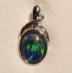 Triplet Opal Oval Pendant in Sterling Silver · Style 129