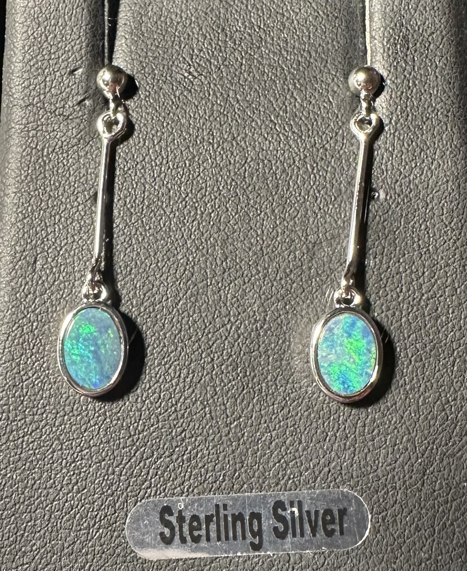 Doublet Opal Oval Drop Earrings in Sterling Silver · Style 808