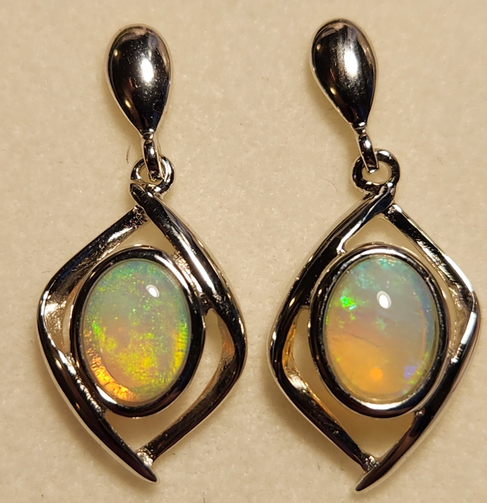 Solid Opal Drop Earrings in Sterling Silver · Style 431