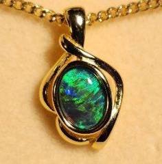 Triplet Opal Oval Pendant in Gold Plated Sterling Silver · Style 319