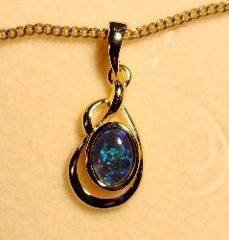 Triplet Opal Oval Pendant in Gold Plated Sterling Silver · Style 323
