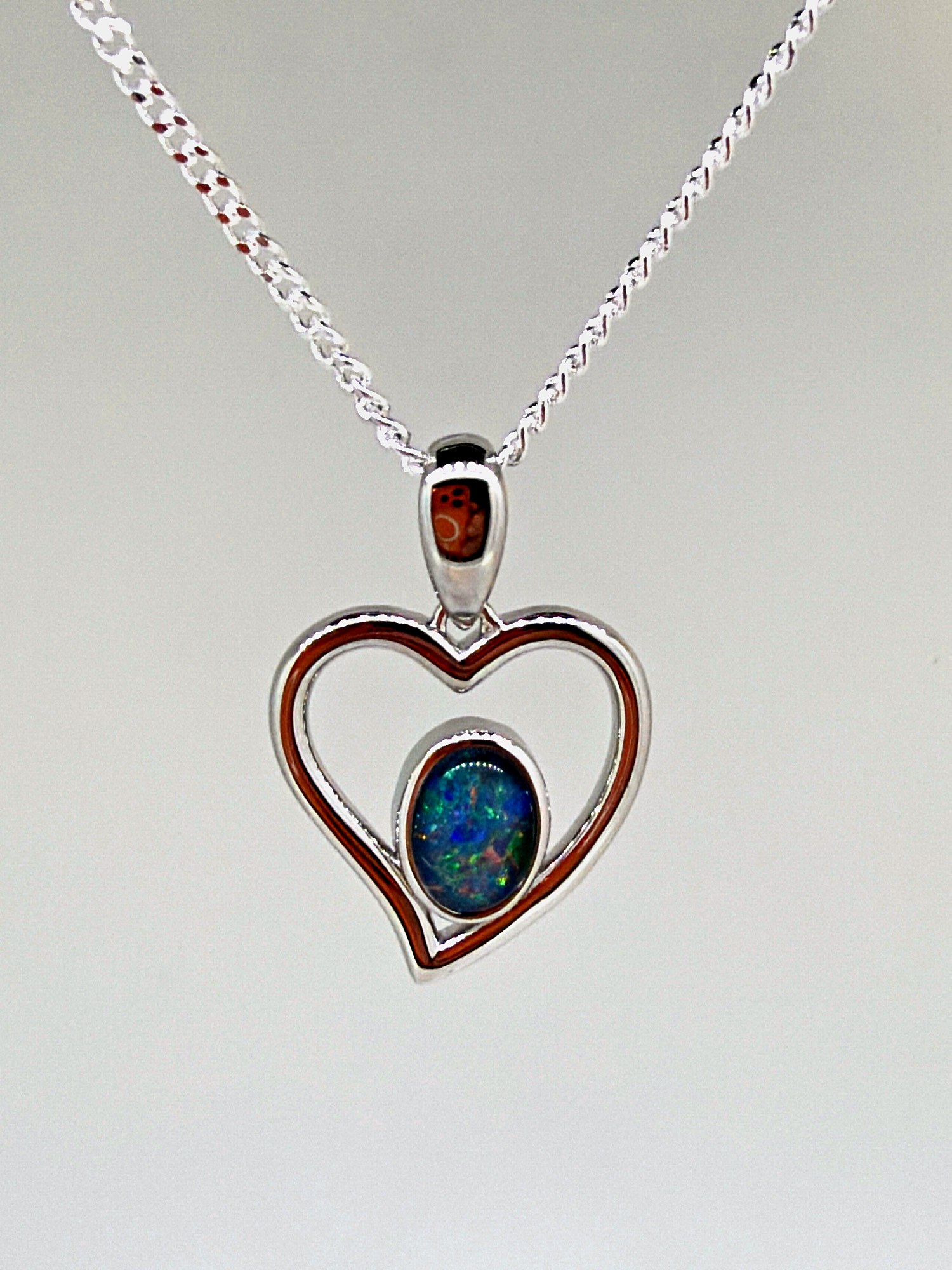 Triplet Opal Heart Pendant in Sterling Silver · Style 152