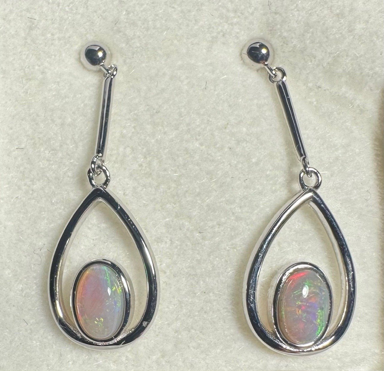 Solid Opal Teardrop Drop Earrings in Sterling Silver · Style 449