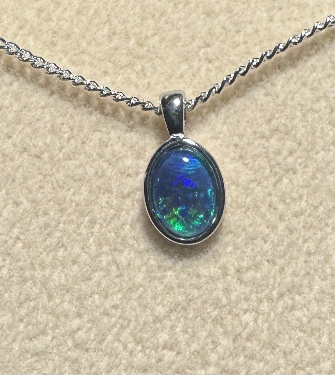 Triplet Opal Oval Pendant in Sterling Silver · Style 148