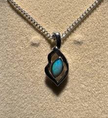 Marquise Opal Pendant, Closed-Back Silver-Toned Setting · Style CB001