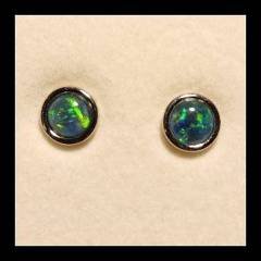Triplet Opal Round Stud Earrings in Sterling Silver · Style 503