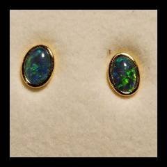 Triplet Opal Oval Studs in Gold Plated Sterling Silver · Style 705