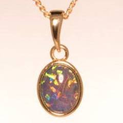 Triplet Opal Oval Pendant in Gold Plated Sterling Silver · Style 333