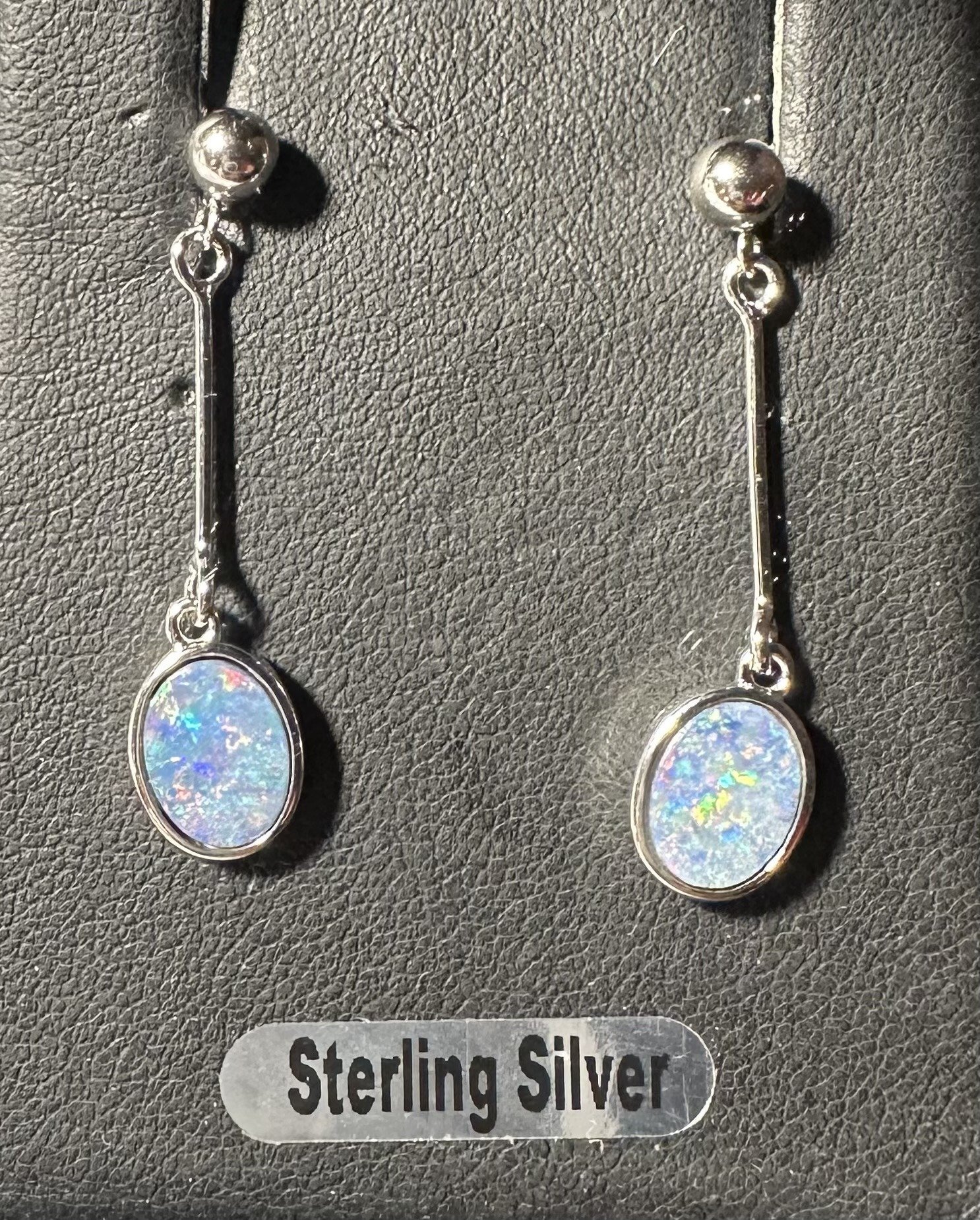 Doublet Opal Oval Drop Earrings in Sterling Silver · Style 807