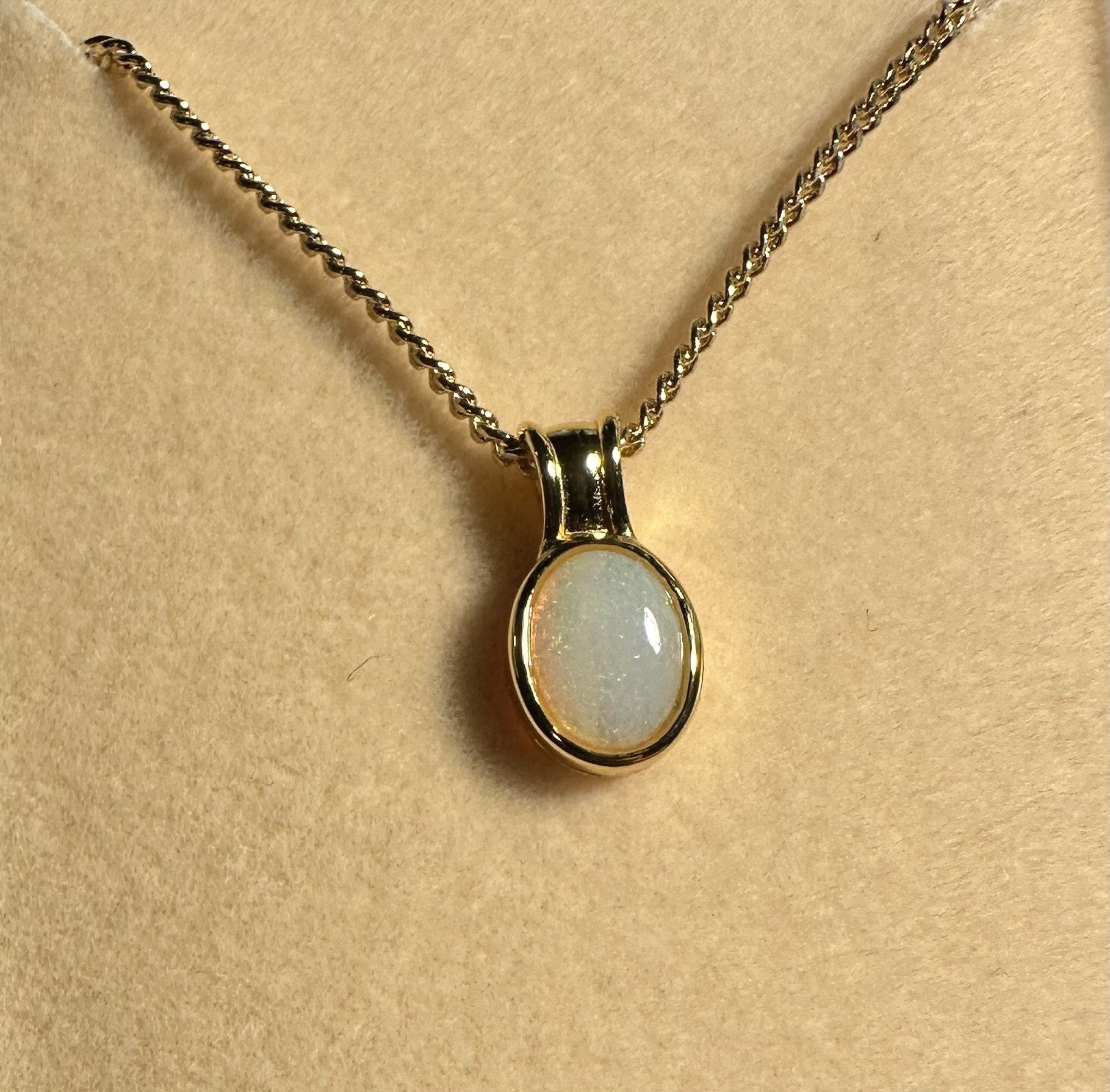 Solid Opal Oval Pendant in Gold Plated Sterling Silver · Style 241