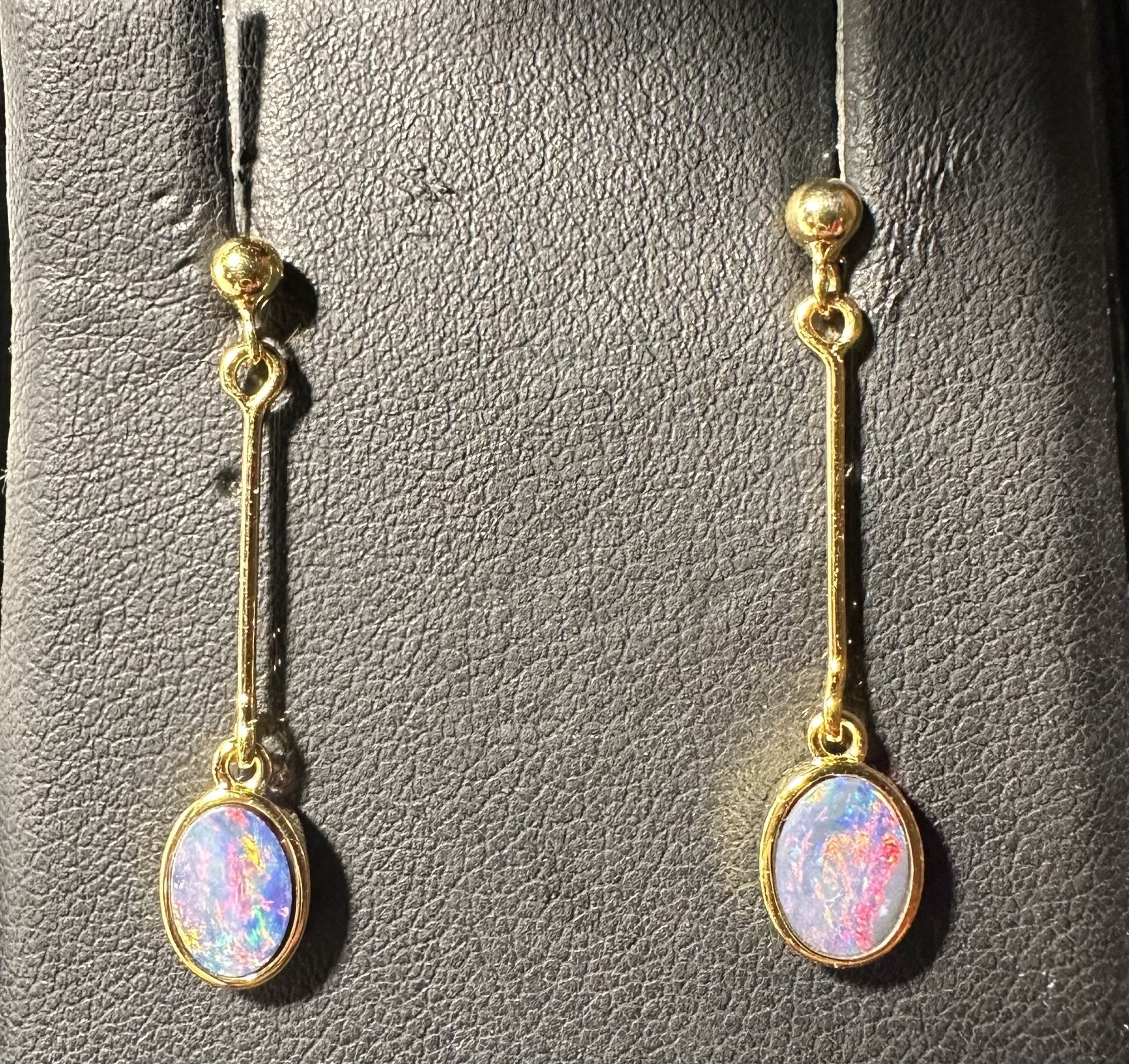 Doublet Opal Drop Earrings in Gold Plated Sterling Silver · Style 908