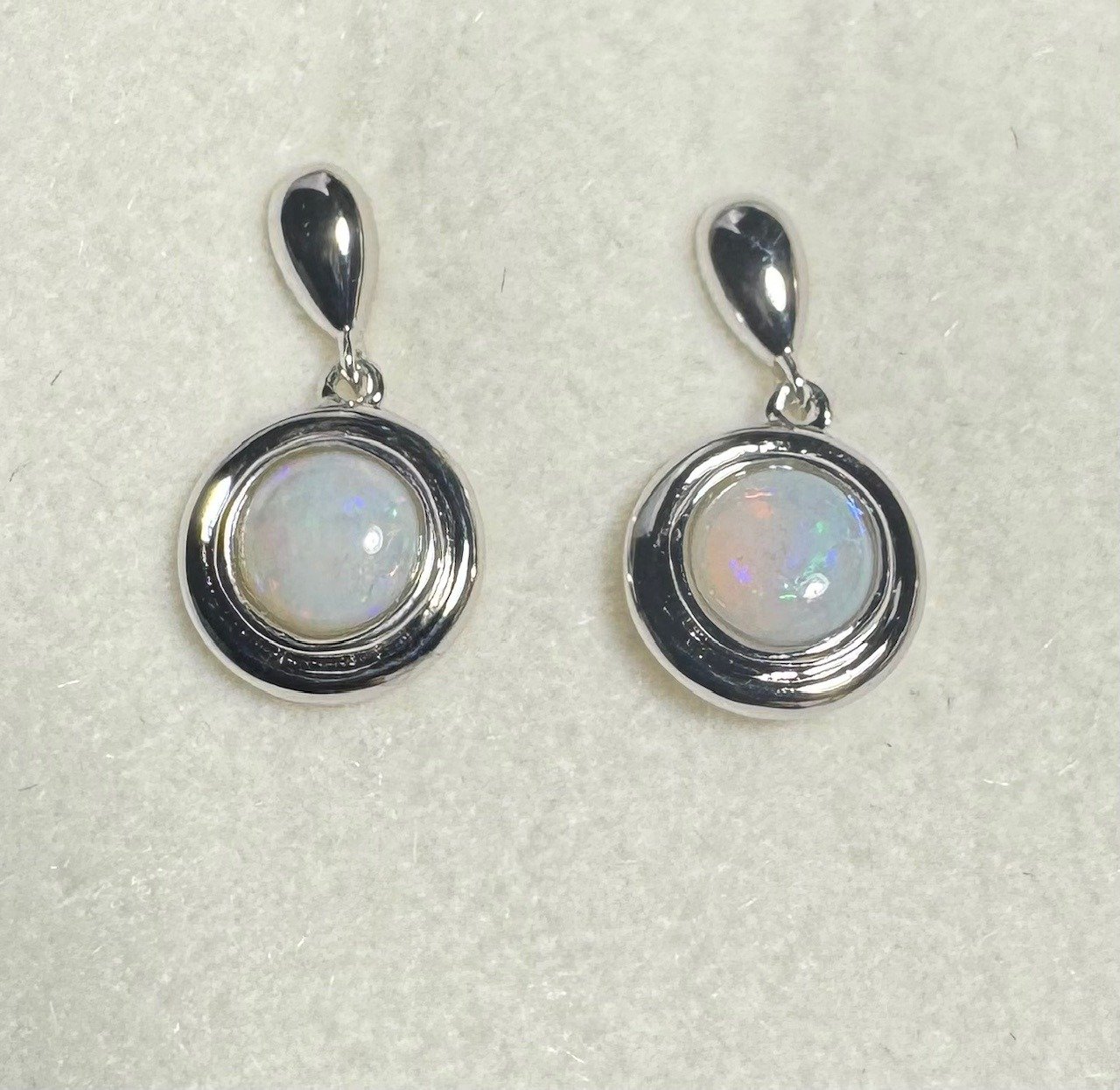 Solid Opal Round Drop Earrings in Sterling Silver · Style 448