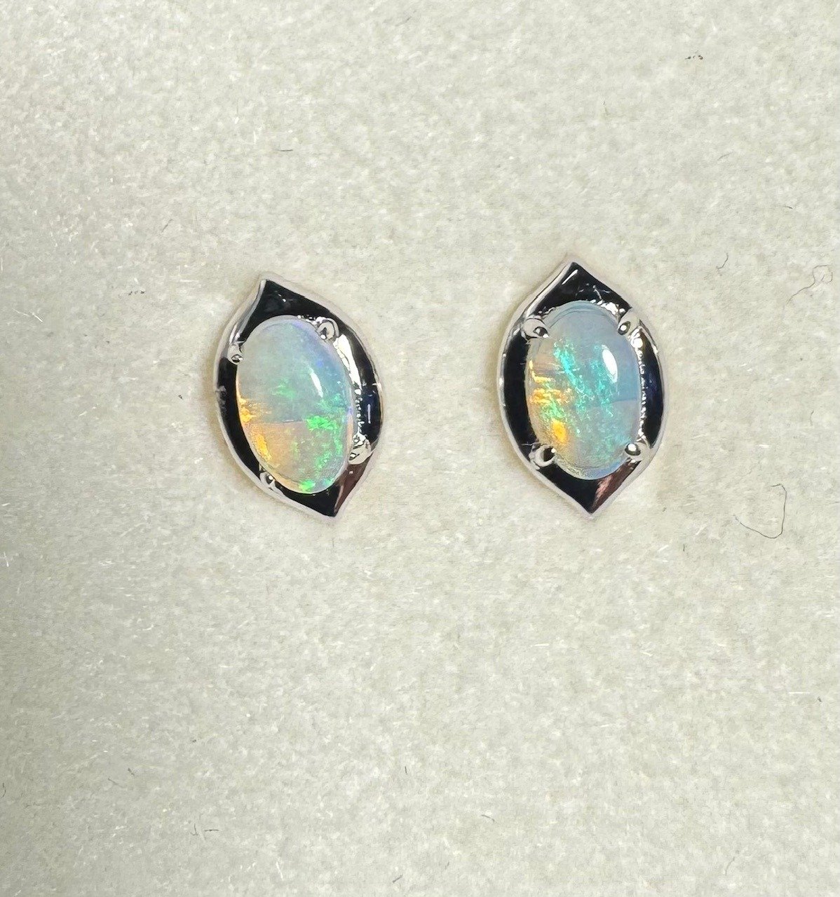 Solid Opal Stud Earrings in Sterling Silver · Style 447