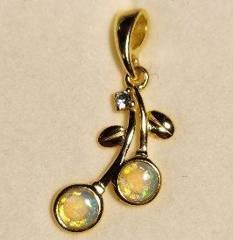 Solid Opal Twin Stone Pendant, Gold Plated Sterling Silver · Style 215