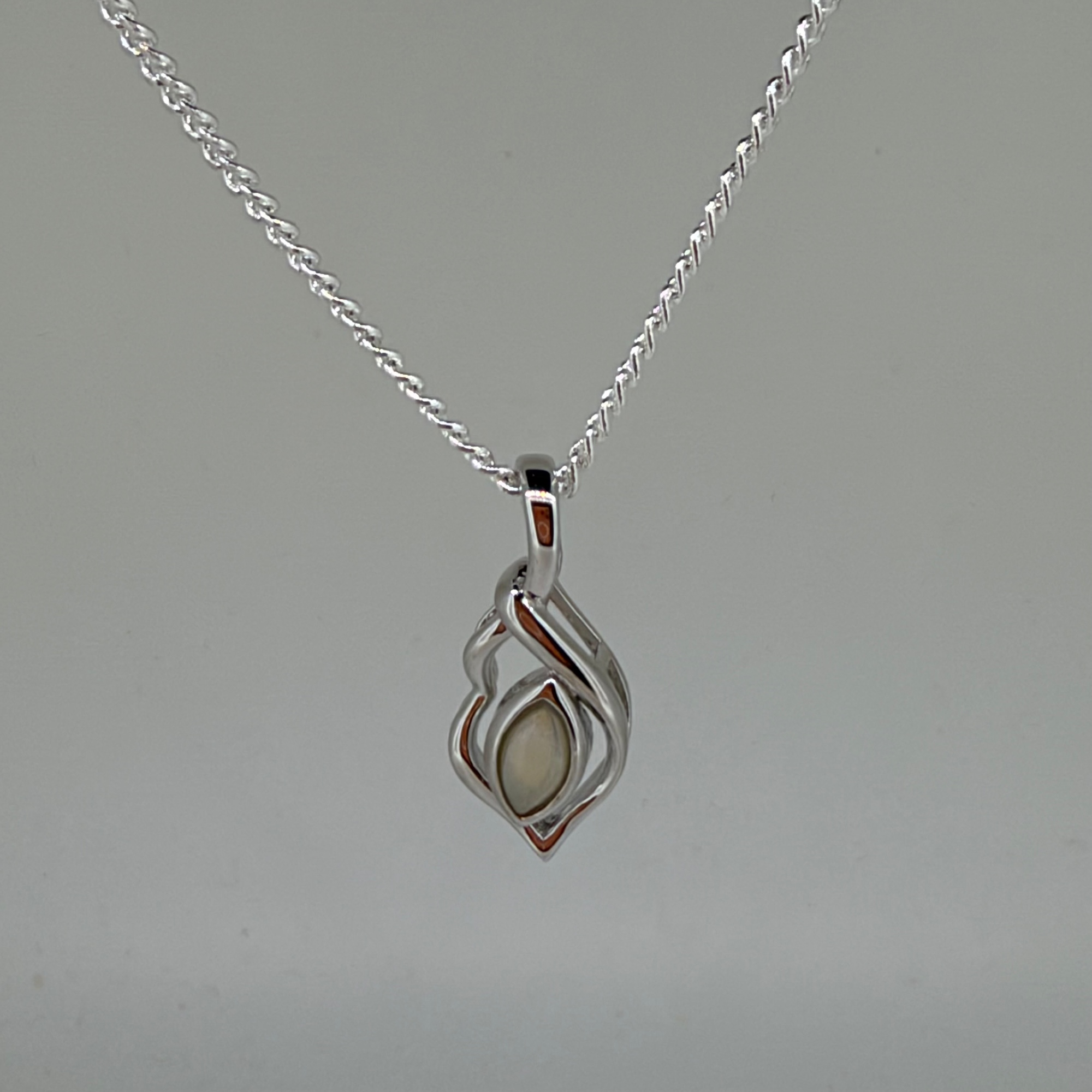Solid Opal Marquise Pendant in Sterling Silver · Style 066