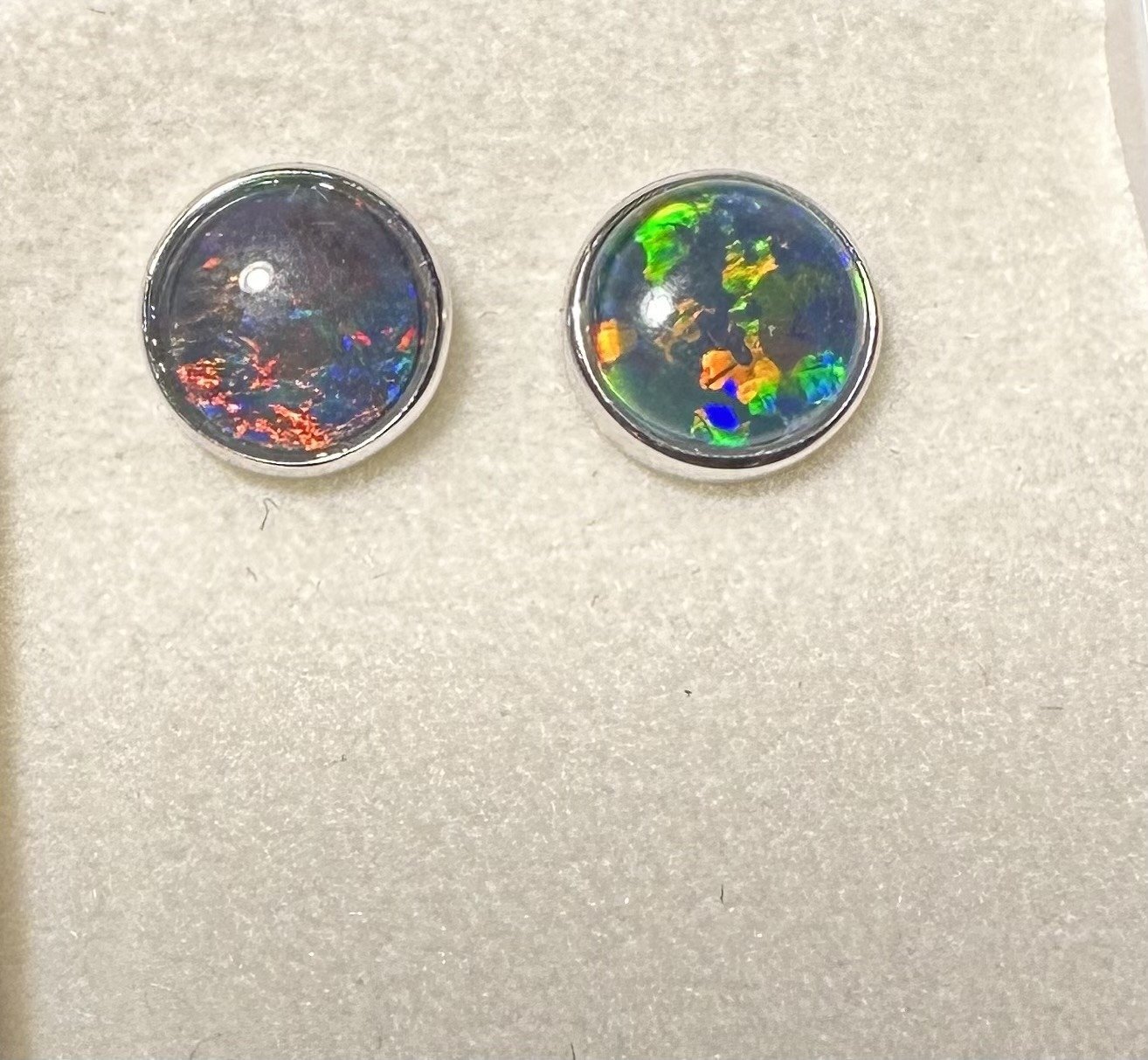 Triplet Opal Round Stud Earrings in Sterling Silver · Style 534