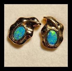 Doublet Opal Earrings in Gold Plated Sterling Silver · Style 905