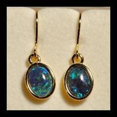 Triplet Opal Oval Earrings in Gold Plated Sterling Silver · Style 721