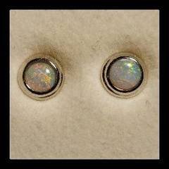 Solid Opal Round Stud Earrings in Sterling Silver · Style 404