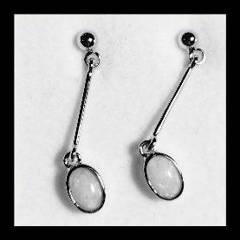 Solid Opal Oval Drop Earrings in Sterling Silver · Style 427