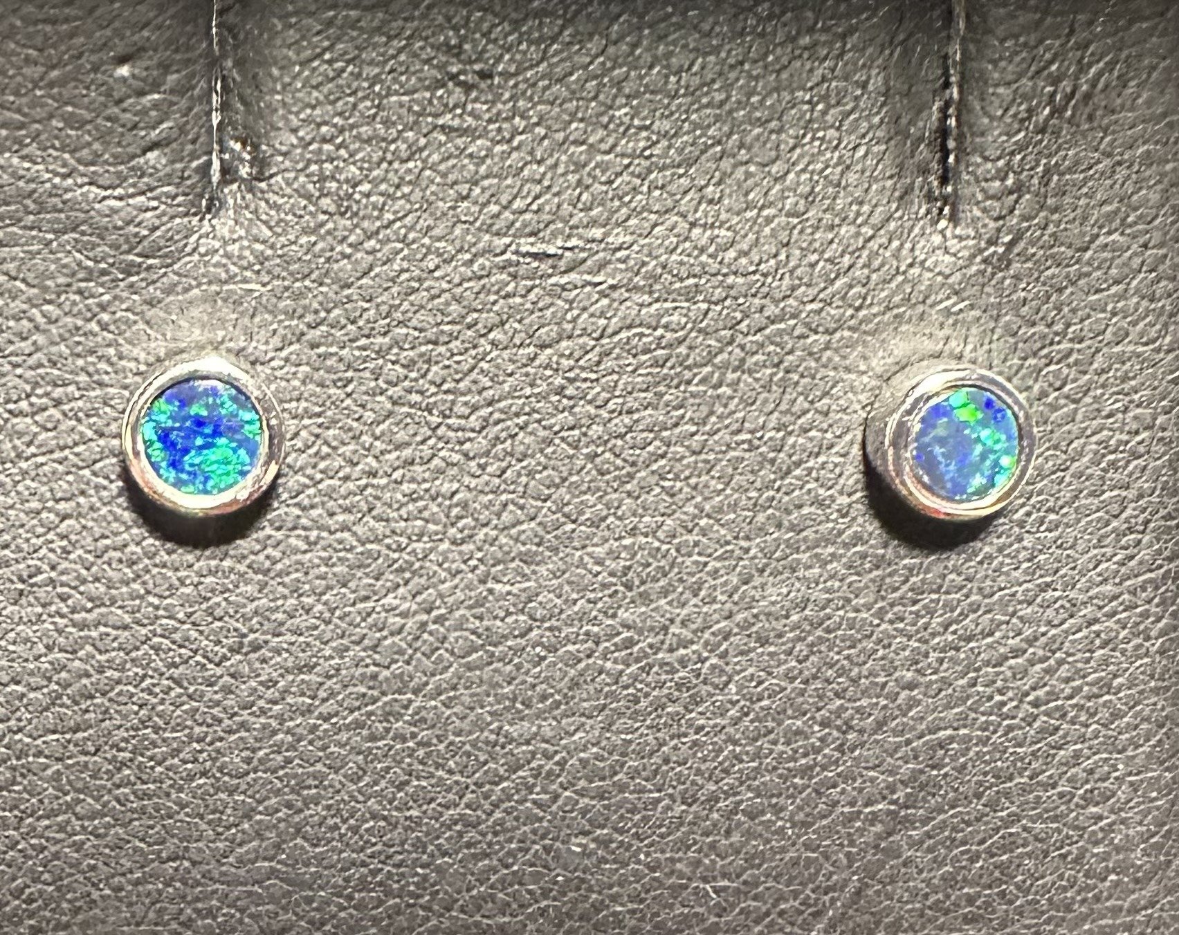 Doublet Opal Round Stud Earrings in Sterling Silver · Style 812
